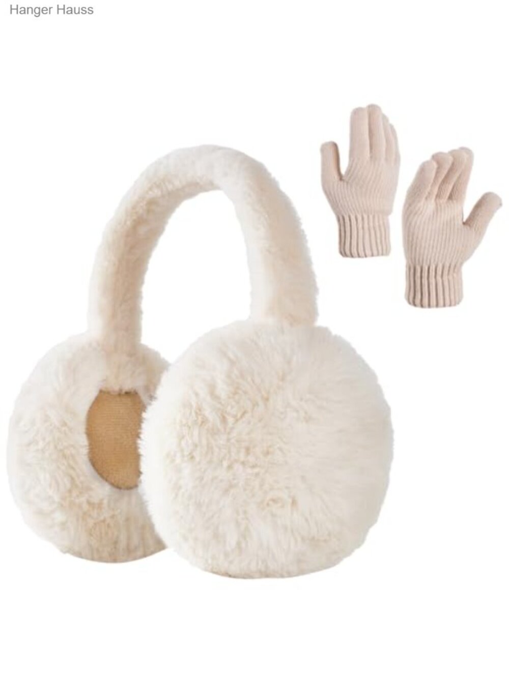 Faux Fur Foldable Earmuffs & Gloves Set Winter Ear Warmers